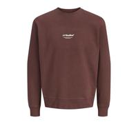 Sweatshirt JACK & JONES "JJESOHO SWEAT CREW NECK NOOS", Herren, Gr. L, bitter chocolate, angeraute Sweatware, Obermaterial: 80% Baumwolle, 20% Polyester, bedruckt, relaxed fit normal, Rundhals, Rippbü