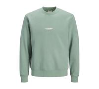 Sweatshirt JACK & JONES "JJESOHO SWEAT CREW NECK NOOS", Jungen, Gr. XL, mineral blau, angeraute Sweatware, Obermaterial: 80% Baumwolle, 20% Polyester, bedruckt, unifarben, relaxed fit hüftlang, Rundha