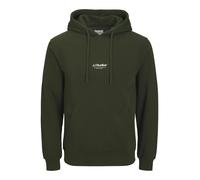 Jack & Jones Kapuzensweater JJESOHO mit Label-Print Dunkelgrün Größe L