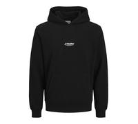 Kapuzensweatshirt JACK & JONES JUNIOR "JJESOHO SWEAT HOOD NOOS JNR", Jungen, Gr. 128, schwarz, angeraute Sweatware, Obermaterial: 80% Baumwolle, 20% Polyester, bedruckt, relaxed fit normal, Rundhals,