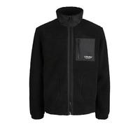 Plüschjacke JACK & JONES "JJESOHO TEDDY JACKET AW26 NOOS", Herren, Gr. M, schwarz, Plüsch, Obermaterial: 100% Polyester, unifarben, regular fit normal, Bündchen, Jacken, Kunstfaser, Teddy Material (30