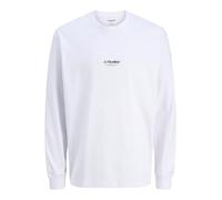 Langarmshirt JACK & JONES "JJESOHO TEE LS CREW NECK NOOS", Herren, Gr. S, weiß, Jersey, Obermaterial: 100% Baumwolle, bedruckt, modisch, relaxed fit, Rundhals, Langarm, Shirts (57774100-S) weiß