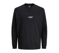 Langarmshirt JACK & JONES "JJESOHO TEE LS CREW NECK NOOS", Herren, Gr. S, schwarz, Jersey, Obermaterial: 100% Baumwolle, bedruckt, modisch, relaxed fit, Rundhals, Langarm, Shirts (79263919-S) schwarz