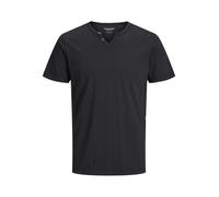 Jack & Jones T-Shirt Split mit Neck in schwarzem Black XXL Slim Fit