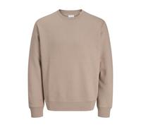 Sweatshirt JACK & JONES "JJESTAR BASIC SWEAT CREW NECK NOOS", Herren, Gr. L, grau (mocha meringue), angeraute Sweatware, Obermaterial: 70% Baumwolle, 30% Polyester, unifarben, modisch, relaxed fit tai