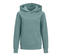 Kapuzensweatshirt JACK & JONES JUNIOR "JJESTAR JJ SWEAT HOOD NOOS JNR", Jungen, Gr. 152, mineral blau, angeraute Sweatware, Obermaterial: 70% Baumwolle, 30% Polyester, bedruckt, relaxed fit normal, Ru