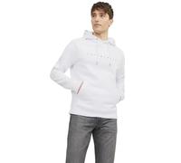 Kapuzensweatshirt JACK & JONES "JJESTAR JJ SWEAT HOOD NOOS", Herren, Gr. M, weiß, angeraute Sweatware, Obermaterial: 70% Baumwolle, 30% Polyester, bedruckt, modisch, relaxed fit taillenbedeckt, Rundha