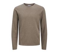 Rundhalspullover JACK & JONES "JJESUMMER KNIT CREW NECK SN", Herren, Gr. S, grün (falcon), Strick, Obermaterial: 90% Baumwolle, 10% Leinen, unifarben, modisch, regular fit taillenbedeckt, Rundhals, La