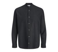 JACK&JONES - JJESUMMER LINEN BLEND BAND SHIRT L/S SN Black - Gr. - S
