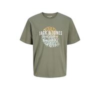 Rundhalsshirt JACK & JONES "JJGRADIENT PRINT TEE SS CREW NECK", Herren, Gr. L, vetiver, Jersey, Obermaterial: 100% Baumwolle, bedruckt, regular fit normal, Rundhals, Shirts Rundhalsshirt (78190447-L)