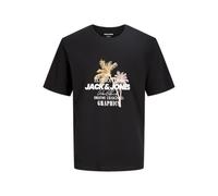 Rundhalsshirt JACK & JONES "JJGRADIENT PRINT TEE SS CREW NECK", Herren, Gr. L, schwarz, Jersey, Obermaterial: 100% Baumwolle, bedruckt, regular fit normal, Rundhals, Shirts Rundhalsshirt (44790807-L) 
