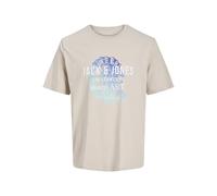 Rundhalsshirt JACK & JONES "JJGRADIENT PRINT TEE SS CREW NECK", Herren, Gr. L, moonbeam, Jersey, Obermaterial: 100% Baumwolle, bedruckt, regular fit normal, Rundhals, Shirts Rundhalsshirt (13016212-L)