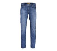 Regular-fit-Jeans JACK & JONES "JJICLARK mit Used-Look und Stretch für den Alltag", Herren, Gr. 38, Länge 34, blau (mid blau used), Denim/Jeans, Obermaterial: 98% Baumwolle, 2% Elasthan, unifarben, re