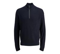 Troyer JACK & JONES "JJKAITO KNIT HALF ZIP BF", Herren, Gr. S, sky captain, Strick, Obermaterial: 70% Polyacryl, 30% Baumwolle, unifarben, relaxed fit normal, hoch geschlossener Ausschnitt, Pullover T