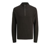 Jack & Jones Strickpullover mit Reißverschluss Modell 'KAITO' in Dunkelbraun, Größe XXL