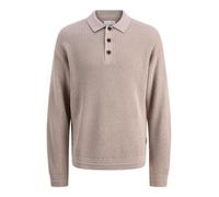 Einfarbig Gestricktes Polo XXL Beige