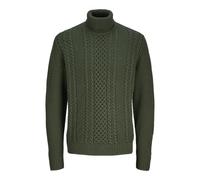 Jack & Jones Rollkragenpullover mit Zopfmuster Modell 'PAUL' in Dunkelgruen, Größe M