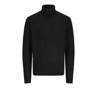 Jack & Jones Rollkragenpullover mit Zopfmuster Modell 'PAUL' in Black, Größe XL
