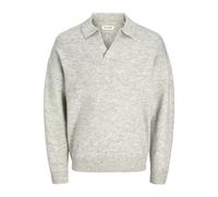 JACK&JONES - JJSOHO OLLIE KNIT SPLIT NECK LN light grey melange - Gr. - XXL