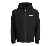 JACK & JONES Regular Fit Sweatjacke mit Logo-Print Modell 'Thatcher' in Black, Größe M