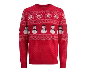 JACK&JONES - JJXMAS ANDREW KNIT CREW NECK true red - Gr. - XL