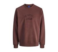 Sweatshirt JACK & JONES "JORBLEECKER BRANDING SWEAT CREW BF", Herren, Gr. S, deep mahogany detail:jj, angeraute Sweatware, Obermaterial: 70% Baumwolle, 30% Polyester, bedruckt, relaxed fit, Rundhals,