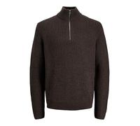 Troyer JACK & JONES "JORBLEECKER KNIT HALF ZIP BF", Herren, Gr. XL, mulch detail:schwarz, Strick, Obermaterial: 65% Polyacryl, 35% Baumwolle, unifarben, regular fit hüftlang, hoch geschlossener Aussch