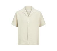 Kurzarmhemd JACK & JONES "JORMONTAUK CROCHET SHIRT SS SA26", Herren, Gr. S, N-Gr, antique weiß, Web, Obermaterial: 60% Polyester, 40% Baumwolle, gemustert, relaxed fit normal, Hemden (74949264-S) anti