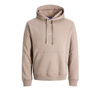 JACK & JONES Hoodie mit Känguru-Tasche und Label-Stitching in Beige, Größe XXL