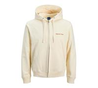 Kapuzensweatshirt JACK & JONES "JORNORREBRO EMB SWEAT ZIP HOOD NOOS", Jungen, Gr. L, antique weiß, angeraute Sweatware, Obermaterial: 89% Baumwolle, 11% Polyester, bedruckt, relaxed fit normal, Rundha