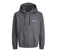 Kapuzensweatshirt JACK & JONES "JORNORREBRO EMB SWEAT ZIP HOOD NOOS", Herren, Gr. XL, asphalt, angeraute Sweatware, Obermaterial: 89% Baumwolle, 11% Polyester, unifarben, relaxed fit normal, Rundhals,