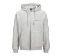 Kapuzensweatshirt JACK & JONES "JORNORREBRO EMB SWEAT ZIP HOOD NOOS", Herren, Gr. XS, weiß (weiß melange), angeraute Sweatware, Obermaterial: 89% Baumwolle, 11% Polyester, meliert, relaxed fit normal,