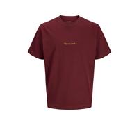 Kurzarmshirt JACK & JONES "JORNORREBRO EMB TEE SS CREW NECK NOOS", Herren, Gr. XL, cabernet, Jersey, Obermaterial: 100% Baumwolle, bedruckt, relaxed fit normal, Rundhals, gerader Abschluss, Shirts, mi