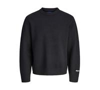 Strickpullover "JORNORREBRO KNIT CREW NECK PLS", Damen, Gr. 4XL, schwarz, Strick, Obermaterial: 55% Baumwolle, 22% Polyester, 21% Polyacryl, 2% Elasthan, JACK & JONES PLUSSIZE, unifarben, relaxed fit