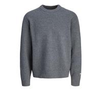 Strickpullover "JORNORREBRO KNIT CREW NECK PLS", Damen, Gr. 4XL, grau (dunkelgrau melange), Strick, Obermaterial: 55% Baumwolle, 22% Polyester, 21% Polyacryl, 2% Elasthan, JACK & JONES PLUSSIZE, melie