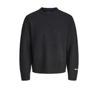 Strickpullover JACK & JONES "JORNORREBRO KNIT CREW NECK SN", Damen, Gr. M, schwarz, Strick, Obermaterial: 55% Baumwolle, 22% Polyester, 21% Polyacryl, 2% Elasthan, unifarben, relaxed fit normal, Rundh