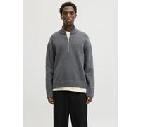 JACK&JONES - JORNORREBRO KNIT HALF ZIP SN dark grey melange - Gr. - XL