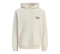 Kapuzensweatshirt JACK & JONES "JORNORREBRO TYPO BACK SWEAT HOOD SN", Herren, Gr. L, antique weiß detail:ss26, angeraute Sweatware, Obermaterial: 89% Baumwolle, 11% Polyester, bedruckt, relaxed fit no