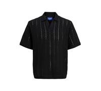 JACK & JONES Relaxed Fit Poloshirt mit Lochmuster Modell 'PAROS' in Black, Größe S