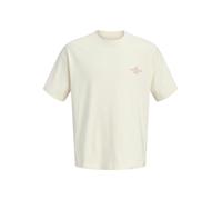 Kurzarmshirt JACK & JONES "JORSANREMO BACK TEE SS CREW NECK LN", Herren, Gr. XL, antique weiß, Jersey, Obermaterial: 100% Baumwolle, bedruckt, normal, Rundhals, Shirts, Baumwolle (73150249-XL) antique