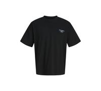 Kurzarmshirt JACK & JONES "JORSANREMO BACK TEE SS CREW NECK LN", Herren, Gr. XL, schwarz, Jersey, Obermaterial: 100% Baumwolle, bedruckt, normal, Rundhals, Shirts, Baumwolle (45642364-XL) schwarz