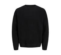 Strickpullover JACK & JONES "JPRBLABRADFORT KNIT CREW NECK", Herren, Gr. M, schwarz, Strick, Obermaterial: 67% Polyester, 25% Polyacryl, 8% Nylon, unifarben, relaxed fit normal, Rundhals, Pullover (35