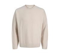 Strickpullover JACK & JONES "JPRBLABRADFORT KNIT CREW NECK", Herren, Gr. S, beige (silber lining detail:melange), Strick, Obermaterial: 67% Polyester, 25% Polyacryl, 8% Nylon, meliert, modisch, relaxe
