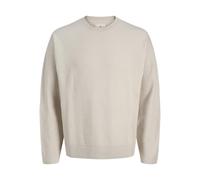 Strickpullover JACK & JONES "JPRBLABRADFORT KNIT CREW NECK", Herren, Gr. M, beige (silber lining detail:melange), Strick, Obermaterial: 67% Polyester, 25% Polyacryl, 8% Nylon, meliert, modisch, relaxe