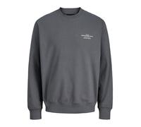 Sweatshirt JACK & JONES "JPRBLACHAD BRANDING SWEAT CREW NECK LN", Herren, Gr. S, volcanic ash, angeraute Sweatware, Obermaterial: 95% Baumwolle, 5% Elasthan, bedruckt, modisch, relaxed fit normal, Run