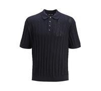 Einfarbig Gestricktes Polo M Blau