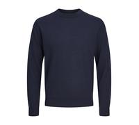 Rundhalspullover JACK & JONES "JPRBLAMARK MERINO KNIT CREW NECK LN", Herren, Gr. M, blau (night sky), Strick, Obermaterial: 100% Wolle, meliert, normal hüftbedeckend, Rundhals, Rippbündchen, Pullover