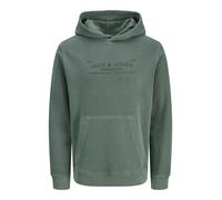 Kapuzensweatshirt JACK & JONES "JPRBLUAIDEN HOOD SWEAT", Herren, Gr. S, grün (pineneedle), angeraute Sweatware, Obermaterial: 100% Baumwolle, bedruckt, regular fit normal, ohne Ausschnitt, Rippbündche