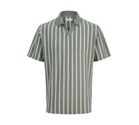 Poloshirt JACK & JONES "JPRBLUHARRY SS SPLIT NECK POLO SN", Herren, Gr. M, grün (laurel wreath stripes:weiß), Jersey, Obermaterial: 70% Baumwolle, 20% Polyester, 10% Viskose, gestreift, regular fit no