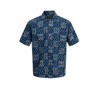 Jack & Jones Herrenhemd Mann Jprblulyon Druck Dobby S/s Hemd Sn Blau Größe L